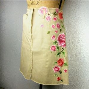 ANTHROPOLOGIE FEI TAN EMBROIDERED SKIRT